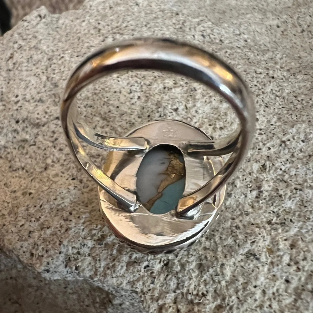 ❤️ Cotton Candy Kingman Turquoise 925 Navajo Southwestern Size 6.75 Ring 6.3 Gm